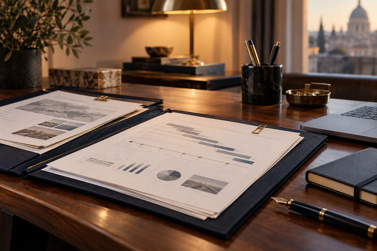 An organized dossier and working materials for defining an engagement’s objectives and deliverables.