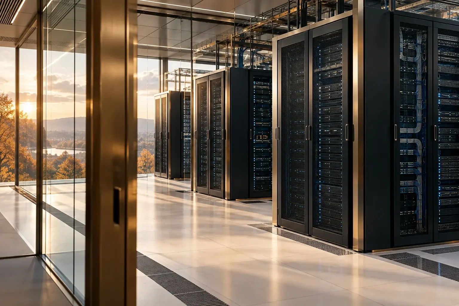 Scena illustrativa: infrastruttura di server e connessioni, alla base dei servizi e degli ecosistemi digitali.
