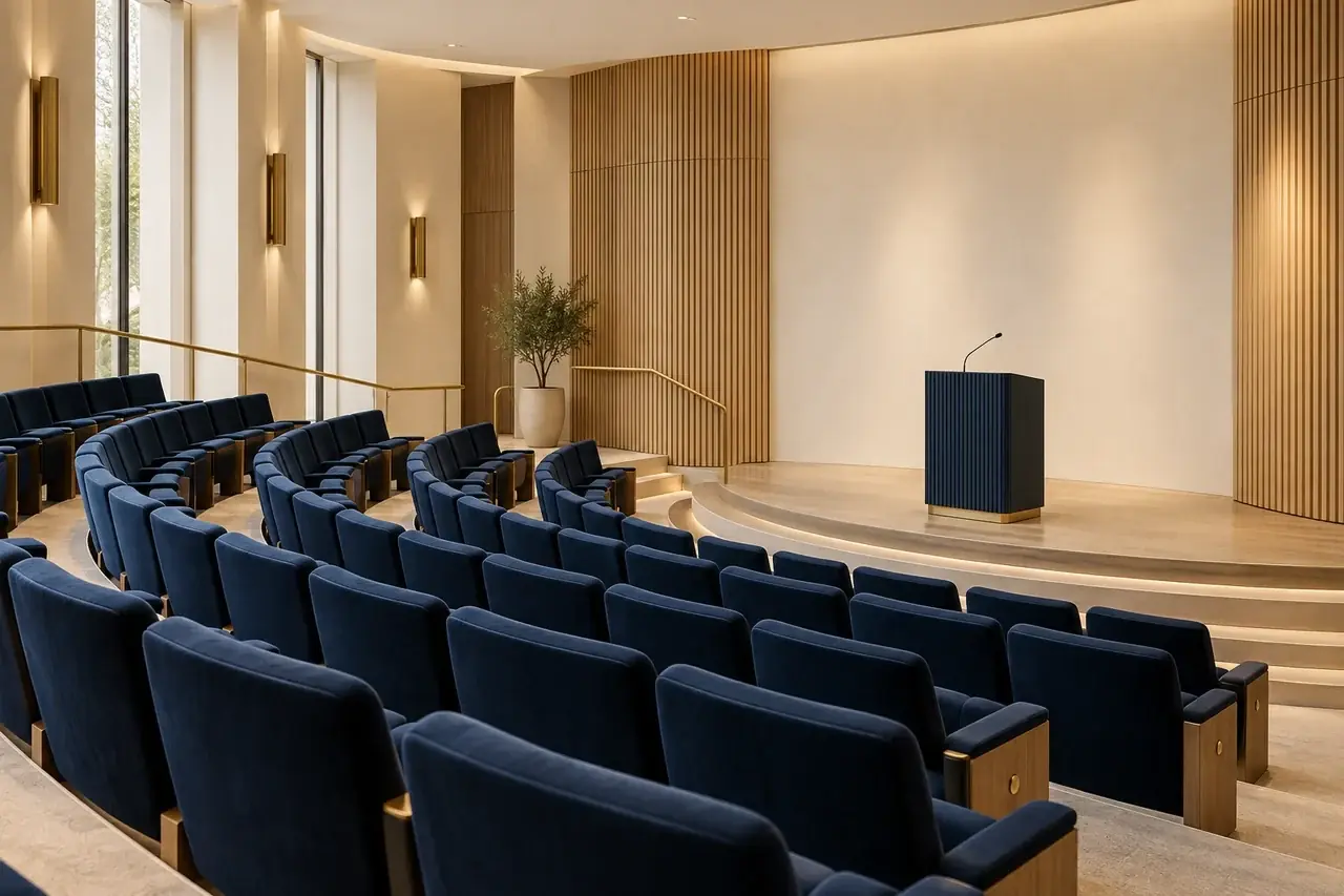 Auditorium con sedute e spazio per interventi seminariali.